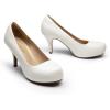 image:imageDREAM PAIRS Tiffany Womens Classic Elegant Versatile Low Stiletto Heel Dress Platform Pumps ShoesWhitePu