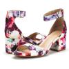 image:imageDREAM PAIRS Women Chunky Block Heels Open Toe Ankle Strap Buckle Comfortable Heeled Sandals Wedding Party Dress ShoesFloral