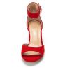 image:imageDREAM PAIRS Women Chunky Block Heels Open Toe Ankle Strap Buckle Comfortable Heeled Sandals Wedding Party Dress ShoesRed Suede