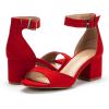 image:imageDREAM PAIRS Women Chunky Block Heels Open Toe Ankle Strap Buckle Comfortable Heeled Sandals Wedding Party Dress ShoesRed Suede