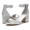 image:imageDREAM PAIRS Women Chunky Block Heels Open Toe Ankle Strap Buckle Comfortable Heeled Sandals Wedding Party Dress ShoesSilver Glitter