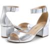 image:imageDREAM PAIRS Women Chunky Block Heels Open Toe Ankle Strap Buckle Comfortable Heeled Sandals Wedding Party Dress ShoesSilvermetallic
