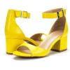 image:imageDREAM PAIRS Women Chunky Block Heels Open Toe Ankle Strap Buckle Comfortable Heeled Sandals Wedding Party Dress ShoesYellow Polyurethane