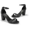 image:imageDREAM PAIRS Womens Chunk Low Heel Pump SandalsBlackRhinestone