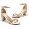 image:imageDREAM PAIRS Womens Chunk Low Heel Pump SandalsGoldRhinestone