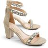 image:imageDREAM PAIRS Womens Chunk Low Heel Pump SandalsGoldrhinestone