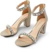 image:imageDREAM PAIRS Womens Chunk Low Heel Pump SandalsGoldrhinestone