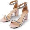 image:imageDREAM PAIRS Womens Chunk Low Heel Pump SandalsNude Pinksatin