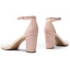 image:imageDREAM PAIRS Womens Chunk Low Heel Pump SandalsNudeClear