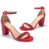 image:imageDREAM PAIRS Womens Chunk Low Heel Pump SandalsRedRhinestone