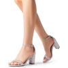 image:imageDREAM PAIRS Womens Chunk Low Heel Pump SandalsSilverRhinestone