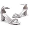 image:imageDREAM PAIRS Womens Chunk Low Heel Pump SandalsSilverRhinestone