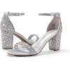 image:imageDREAM PAIRS Womens Chunk Low Heel Pump SandalsSilverRhinestone