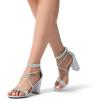 image:imageDREAM PAIRS Womens Chunk Low Heel Pump SandalsSilverglitter