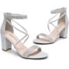 image:imageDREAM PAIRS Womens Chunk Low Heel Pump SandalsSilverglitter