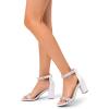 image:imageDREAM PAIRS Womens Chunk Low Heel Pump SandalsWhitesatin
