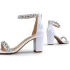 image:imageDREAM PAIRS Womens Chunk Low Heel Pump SandalsWhitesatin