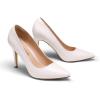 image:imageDREAM PAIRS Womens Closed Toe High Heels Dress Pointed Toe Wedding Pump ShoesWhitePu