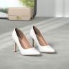 image:imageDREAM PAIRS Womens Closed Toe High Heels Dress Pointed Toe Wedding Pump ShoesWhitePu