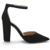 image:imageDREAM PAIRS Womens Coco High Heels Chunky Block Pumps Pointed Closed Toe Ankle Strap Dress ShoesBlackSuede