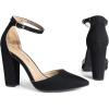 image:imageDREAM PAIRS Womens Coco High Heels Chunky Block Pumps Pointed Closed Toe Ankle Strap Dress ShoesBlackSuede