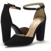 image:imageDREAM PAIRS Womens Coco High Heels Chunky Block Pumps Pointed Closed Toe Ankle Strap Dress ShoesBlackSuede