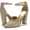 image:imageDREAM PAIRS Womens Coco High Heels Chunky Block Pumps Pointed Closed Toe Ankle Strap Dress ShoesGoldGlitter