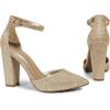 image:imageDREAM PAIRS Womens Coco High Heels Chunky Block Pumps Pointed Closed Toe Ankle Strap Dress ShoesGoldGlitter