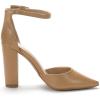 image:imageDREAM PAIRS Womens Coco High Heels Chunky Block Pumps Pointed Closed Toe Ankle Strap Dress ShoesNudePu