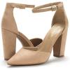 image:imageDREAM PAIRS Womens Coco High Heels Chunky Block Pumps Pointed Closed Toe Ankle Strap Dress ShoesNudeSuede