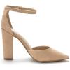 image:imageDREAM PAIRS Womens Coco High Heels Chunky Block Pumps Pointed Closed Toe Ankle Strap Dress ShoesNudeSuede