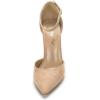 image:imageDREAM PAIRS Womens Coco High Heels Chunky Block Pumps Pointed Closed Toe Ankle Strap Dress ShoesNudeSuede