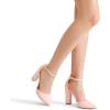 image:imageDREAM PAIRS Womens Coco High Heels Chunky Block Pumps Pointed Closed Toe Ankle Strap Dress ShoesPinkSuede