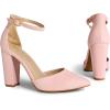 image:imageDREAM PAIRS Womens Coco High Heels Chunky Block Pumps Pointed Closed Toe Ankle Strap Dress ShoesPinkSuede