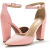 image:imageDREAM PAIRS Womens Coco High Heels Chunky Block Pumps Pointed Closed Toe Ankle Strap Dress ShoesPinkSuede