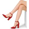image:imageDREAM PAIRS Womens Coco High Heels Chunky Block Pumps Pointed Closed Toe Ankle Strap Dress ShoesRedSuede