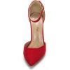 image:imageDREAM PAIRS Womens Coco High Heels Chunky Block Pumps Pointed Closed Toe Ankle Strap Dress ShoesRedSuede