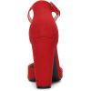 image:imageDREAM PAIRS Womens Coco High Heels Chunky Block Pumps Pointed Closed Toe Ankle Strap Dress ShoesRedSuede