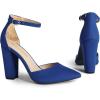 image:imageDREAM PAIRS Womens Coco High Heels Chunky Block Pumps Pointed Closed Toe Ankle Strap Dress ShoesRoyalBlue
