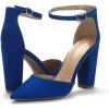 image:imageDREAM PAIRS Womens Coco High Heels Chunky Block Pumps Pointed Closed Toe Ankle Strap Dress ShoesRoyalBlue