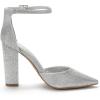 image:imageDREAM PAIRS Womens Coco High Heels Chunky Block Pumps Pointed Closed Toe Ankle Strap Dress ShoesSilverGlitter