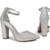 image:imageDREAM PAIRS Womens Coco High Heels Chunky Block Pumps Pointed Closed Toe Ankle Strap Dress ShoesSilverGlitter