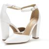 image:imageDREAM PAIRS Womens Coco High Heels Chunky Block Pumps Pointed Closed Toe Ankle Strap Dress ShoesWhitePu