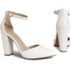 image:imageDREAM PAIRS Womens Coco High Heels Chunky Block Pumps Pointed Closed Toe Ankle Strap Dress ShoesWhitePu