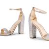 image:imageDREAM PAIRS Womens HiChunk High Heel Pump SandalsRose Goldrhinestone