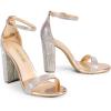 image:imageDREAM PAIRS Womens HiChunk High Heel Pump SandalsRose Goldrhinestone