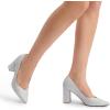 image:imageDREAM PAIRS Womens High Chunky Closed Toe Block Heels Pointed Toe Wedding Party Elegant Slip On Pumps ShoesSilver