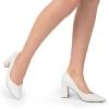 image:imageDREAM PAIRS Womens High Chunky Closed Toe Block Heels Pointed Toe Wedding Party Elegant Slip On Pumps ShoesWhitePu