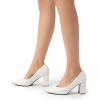 image:imageDREAM PAIRS Womens High Chunky Closed Toe Block Heels Pointed Toe Wedding Party Elegant Slip On Pumps ShoesWhitePu