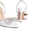 image:imageDREAM PAIRS Womens High Heels Destiny Closed Toe Strappy Heels Sexy Rhinestone Ankle Strap Pumps Wedding Bridal Party Dress Shoes DestinyWhite
